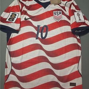 Nike USA Red and White Wave #10 Soccer Jersey